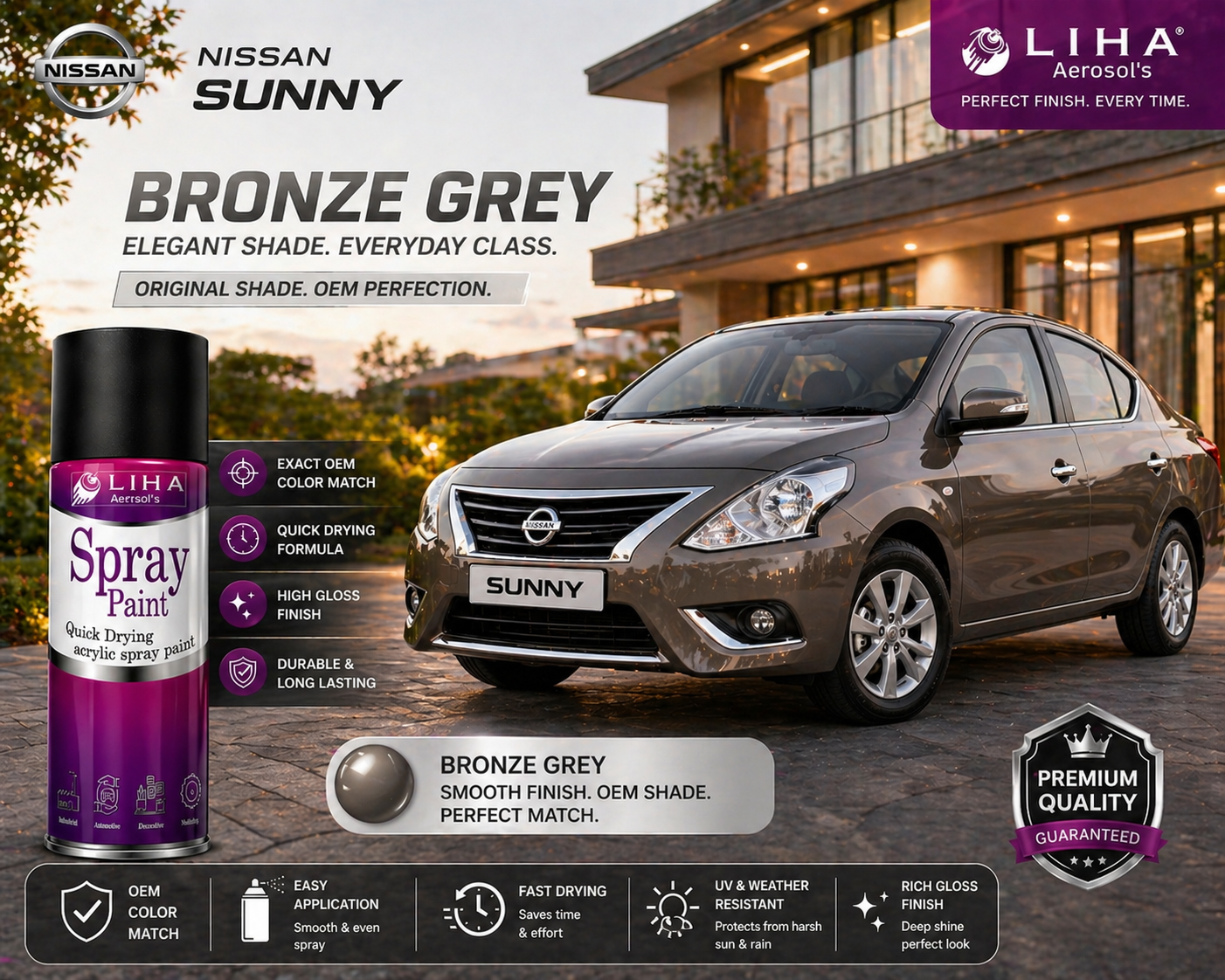 Nissan Sunny Bronze Grey | OEM Color Match | Base Coat | Metallic Finish | Quick Dry