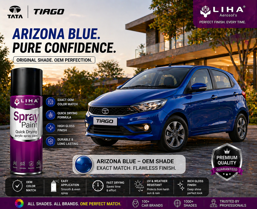 Tata Tiago Arizona Blue | OEM Accurate Color Match | Base Coat | Metallic Finish | Quick Dry