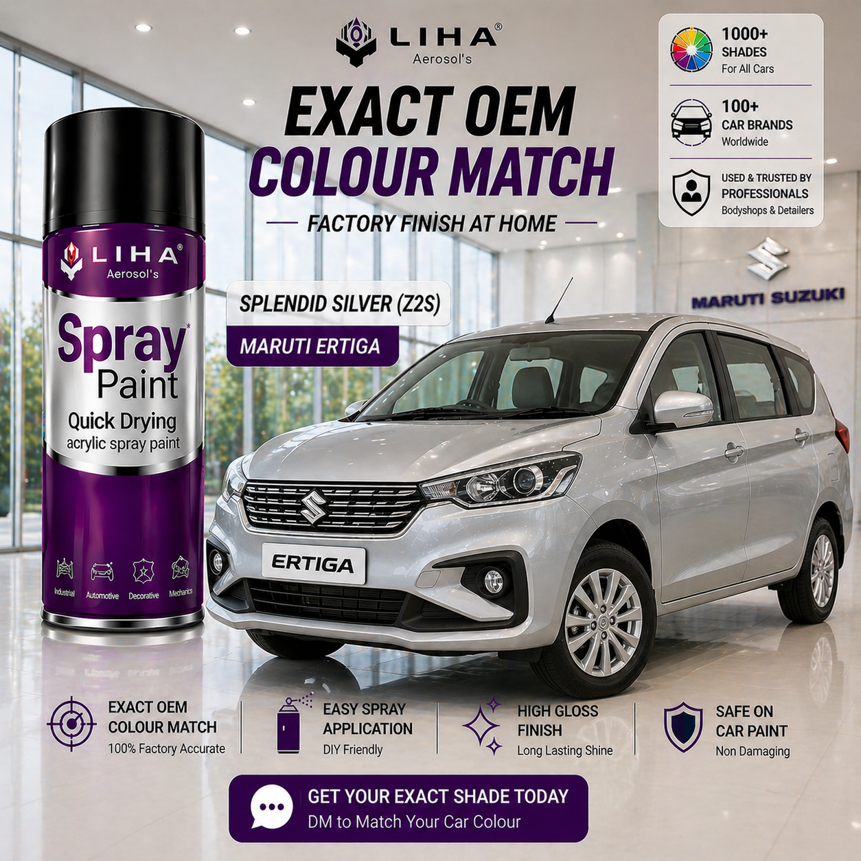 Maruti Suzuki Ertiga Splendid Silver | OEM Color Match | Base Coat | Metallic Finish | Quick Dry