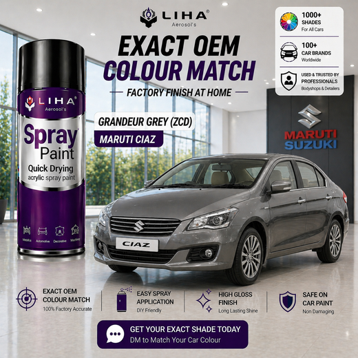LIHA Spray Paint – Maruti Suzuki Ciaz Grandeur Grey | OEM Color Match | Base Coat | Metallic Finish | Quick Dry