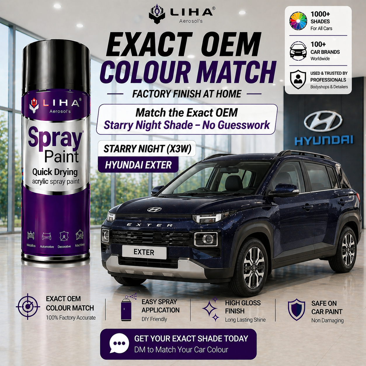 Hyundai Exter Starry Night | OEM Color Match | Base Coat | Metallic Finish | Quick Dry