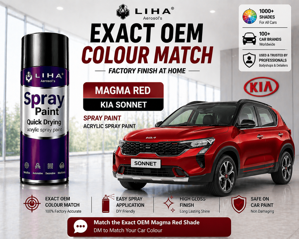 Kia Sonet Magma Red PU Spray Paint – OEM Factory Match | LIHA Aerosols