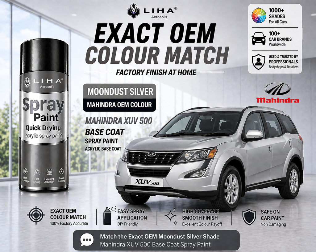 Mahindra XUV500 Moondust Silver PU Spray Paint – OEM Factory Match | LIHA Aerosols