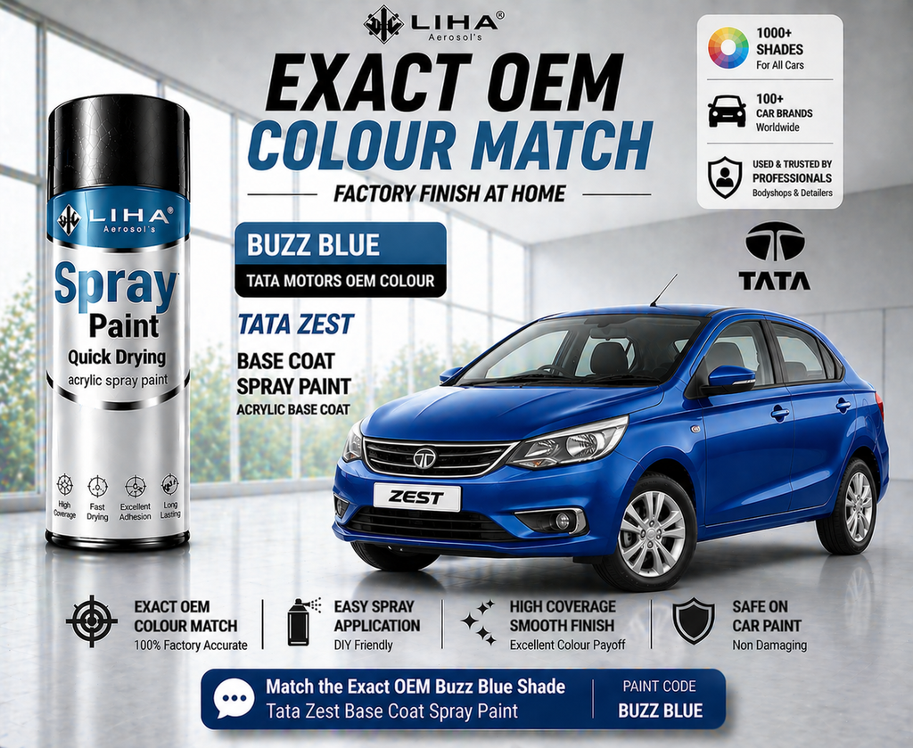 Tata Zest Buzz Blue Pearl Metallic (TA161 / 558) PU Spray Paint – OEM Factory Match Car Paint | LIHA Aerosols
