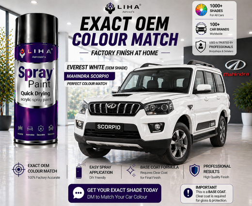 Mahindra Scorpio Everest White PU Spray Paint – OEM Factory Match Car Paint | LIHA Aerosols