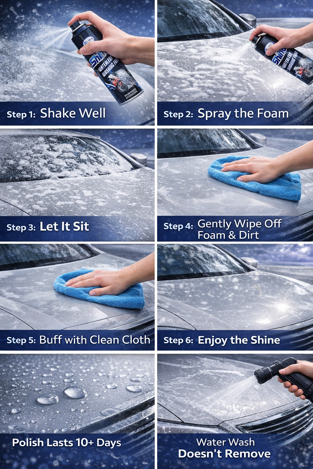 ShineX Waterless Washing Foam Spray – No Water Car & Bike Cleaner | Instant Shine & Protection