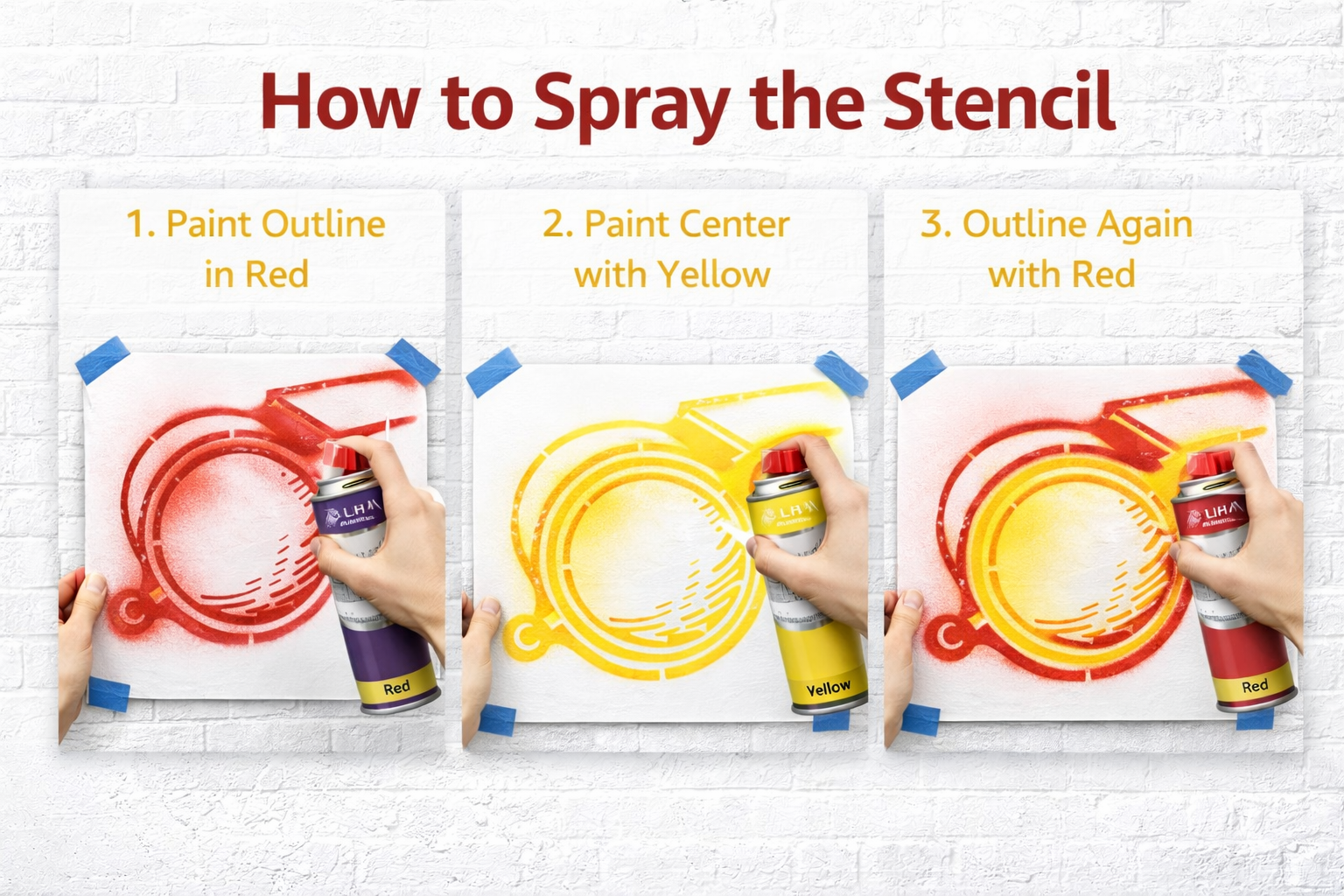 LIHA Aerosols Outline Stencil Combo (1 x 1.5 ft) + Red Spray Paint — Ready Marking Kit
