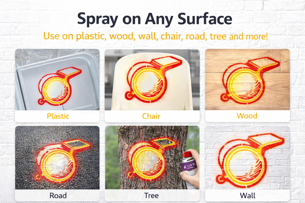 LIHA Aerosols Outline Stencil Combo (1 x 1.5 ft) + Red Spray Paint — Ready Marking Kit