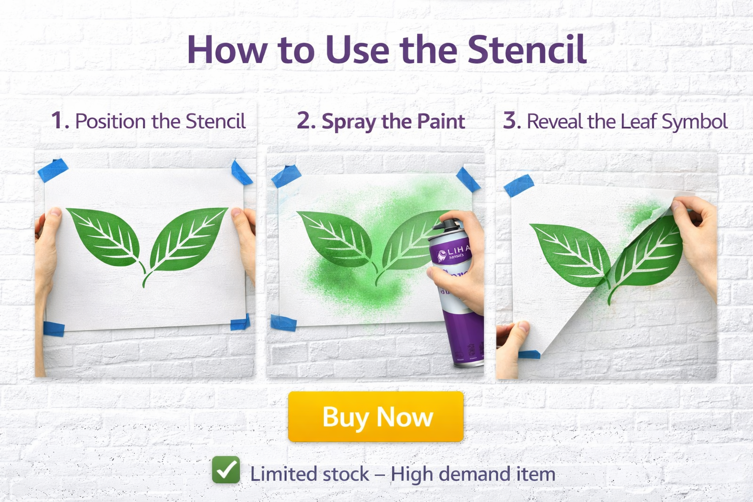 ADMK Two Leaves Symbol Spray Stencil Kit (1 ft × 1.5 ft) + Green Spray Paint Combo