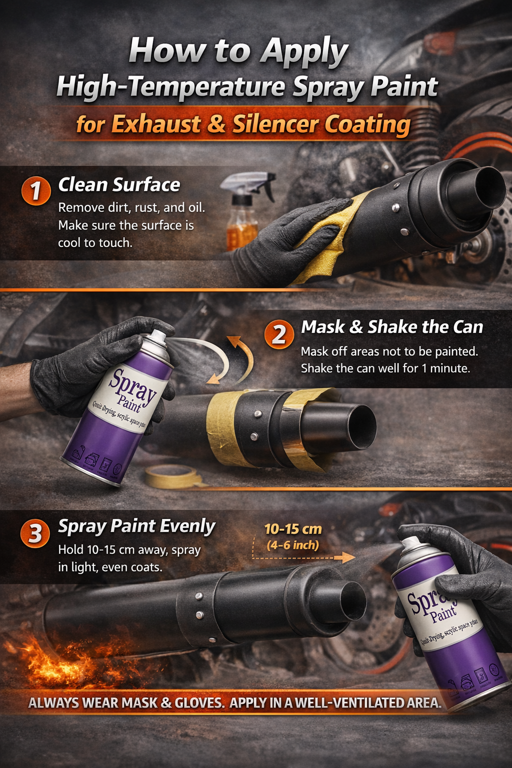 LIHA High-Temperature Spray Paint for Bike Exhaust & Silencer – Heat Resistant, Quick Dry, Rust Protection, 400ml