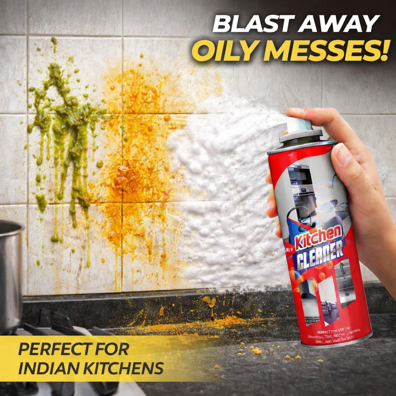 LIHA Kitchen Cleaner Spray 400ml – Powerful Grease & Oil Remover for Chimney, Exhaust Fan, Microwave, Tiles & Gas Stove