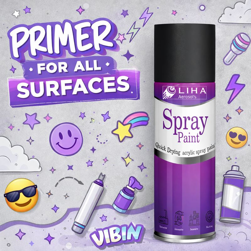 LIHA Primer Spray – Primer for All Surfaces | Quick Drying Acrylic Base Coat (Grey)