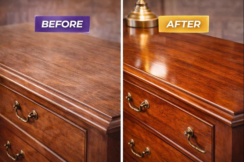 Wood Shine Spray for Wooden Furniture Restoration | Scratch Cover, Gloss Finish & Protection