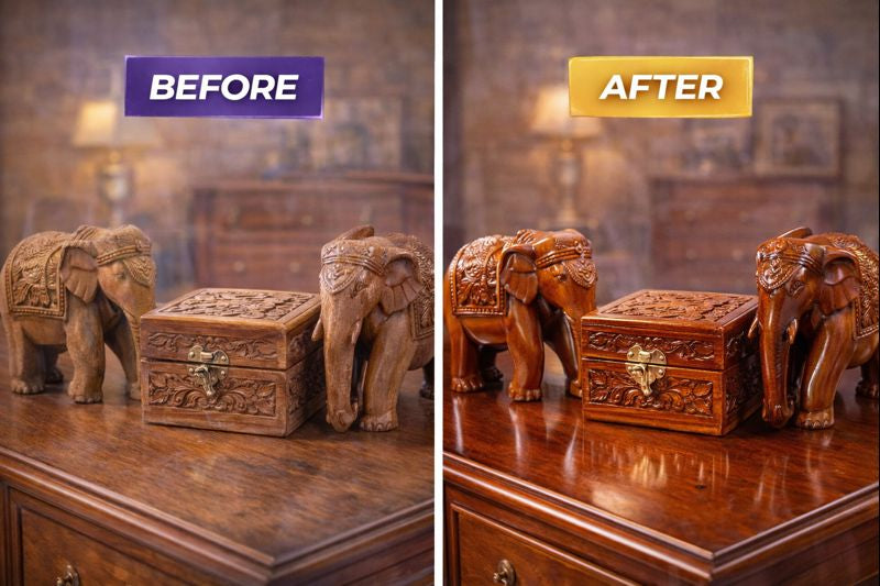 Wood Shine Spray for Wooden Furniture Restoration | Scratch Cover, Gloss Finish & Protection