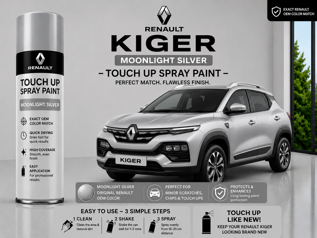 Renault Kiger Moonlight Silver Touch Up Spray Paint – OEM Color Match | LIHA Aerosols 500ml