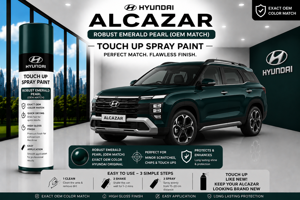 Hyundai Alcazar Robust Emerald Pearl Touch Up Spray Paint – OEM Color Match | LIHA Aerosols 500ml