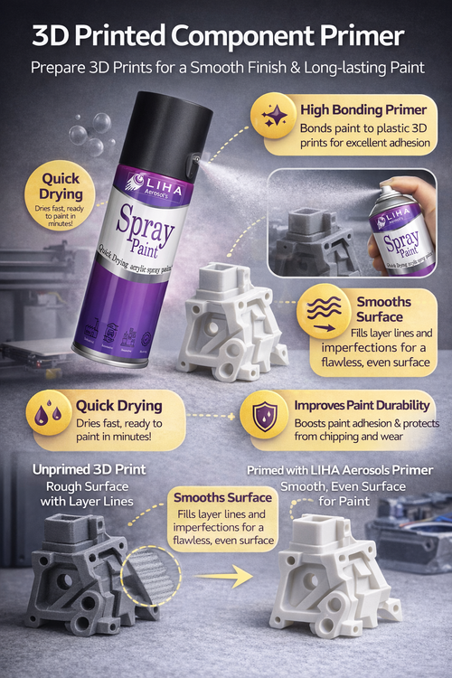 3D Print Primer Spray – Smooth Surface Filler for PLA, ABS & Resin | Quick Dry High-Bonding Primer | LIHA Aerosols