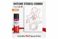LIHA Aerosols Outline Stencil Combo (1 x 1.5 ft) + Red Spray Paint — Ready Marking Kit