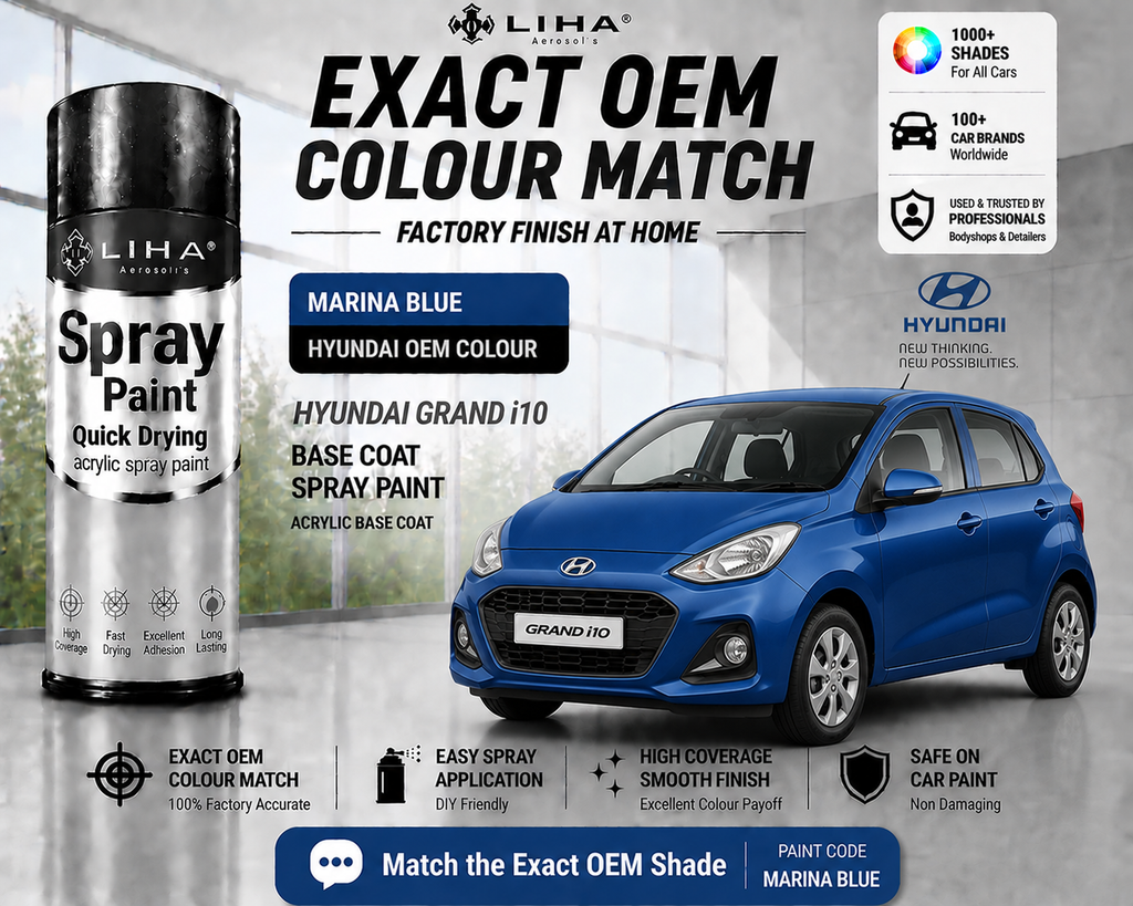 Hyundai Grand i10 Marina Blue Touch Up Spray Paint | OEM Automotive Aerosol Paint for Scratch Repair