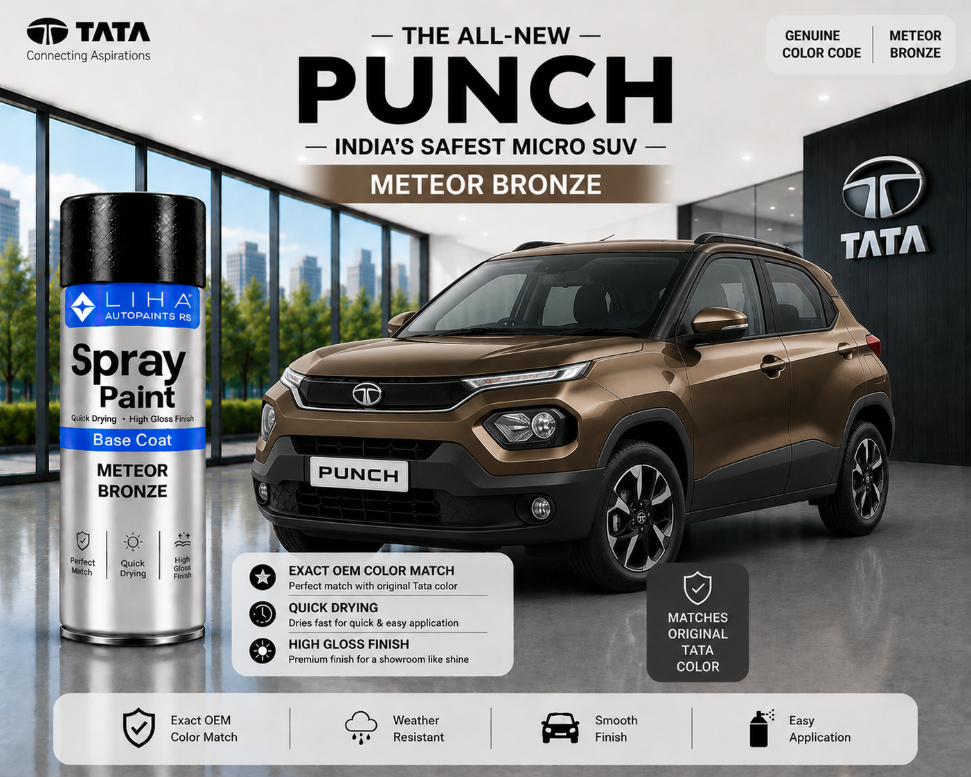 Tata Punch Meteor Bronze Touch Up Spray Paint – OEM Color Match