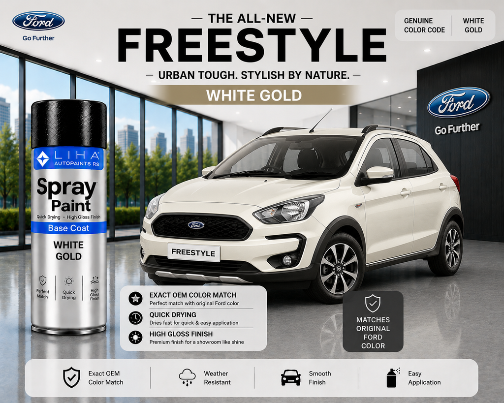 Ford Freestyle White Gold Touch Up Spray Paint | OEM Automotive Aerosol Paint for Scratch Repair