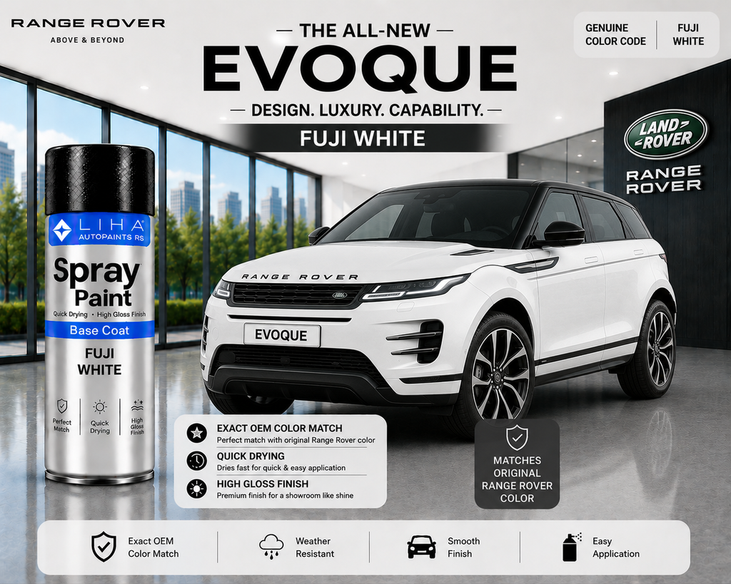 Range Rover Evoque Fuji White Touch Up Spray Paint | OEM Automotive Aerosol Paint for Scratch Repair