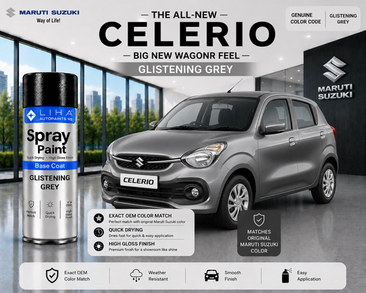 Maruti Suzuki Celerio Glistening Grey Touch Up Spray Paint | OEM Automotive Aerosol Paint for Scratch Repair