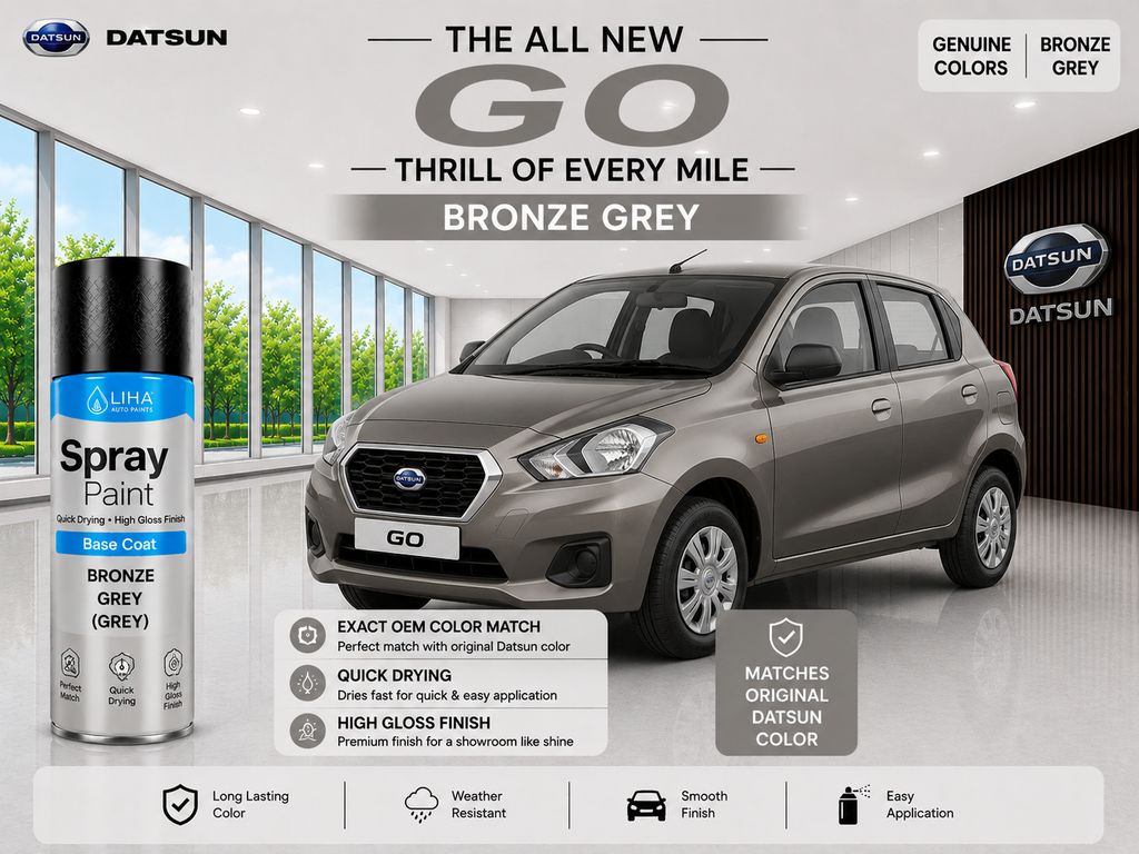 Datsun GO Bronze Grey Touch Up Spray Paint | OEM Automotive Aerosol Paint for Scratch Repair