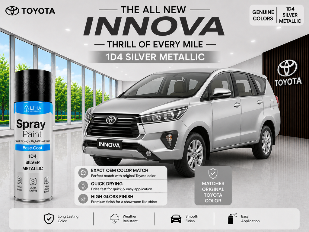 Toyota Innova 1D4 Silver Metallic Touch Up Spray Paint | OEM Automotive Aerosol Paint for Scratch Repair