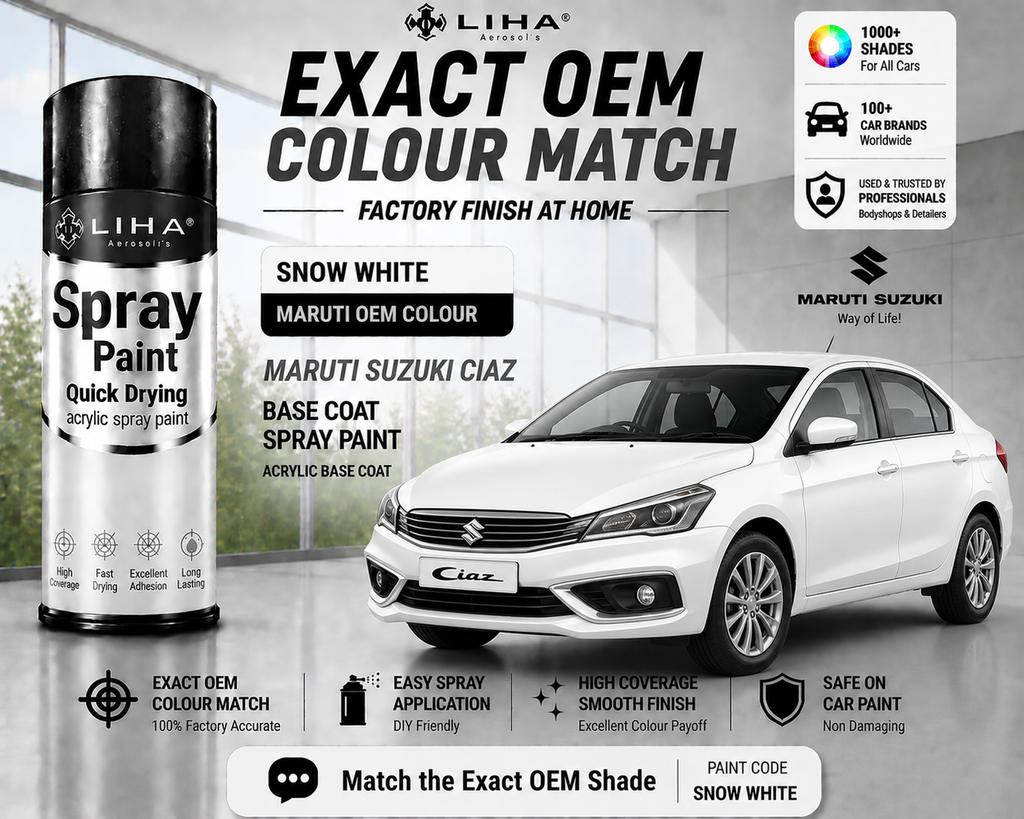 Maruti Suzuki Ciaz Snow White Touch Up Spray Paint | OEM Automotive Aerosol Paint for Scratch Repair