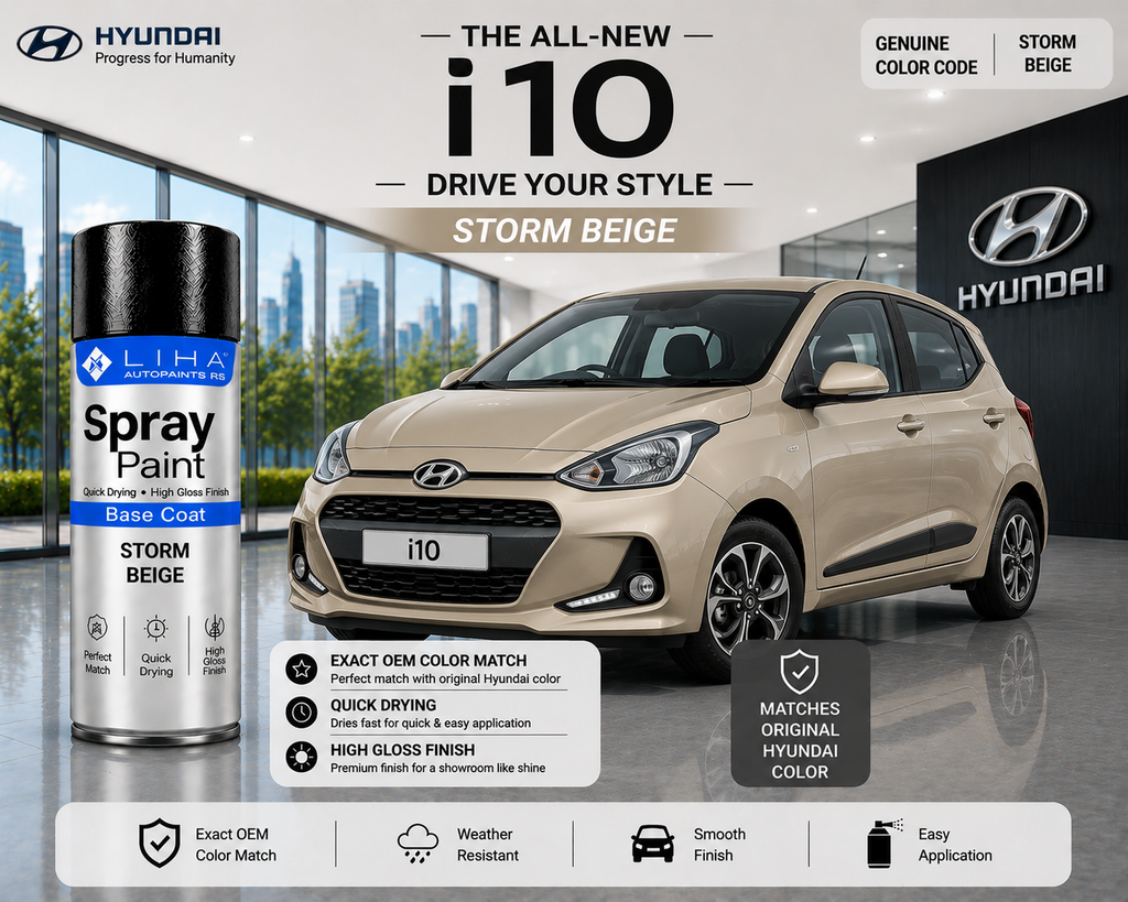 Hyundai i10 Storm Beige Touch Up Spray Paint | OEM Automotive Aerosol Paint for Scratch Repair