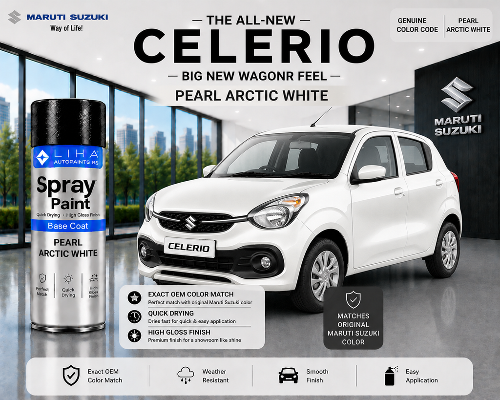Maruti Suzuki Celerio Pearl Arctic White Touch Up Spray Paint – OEM Color Match