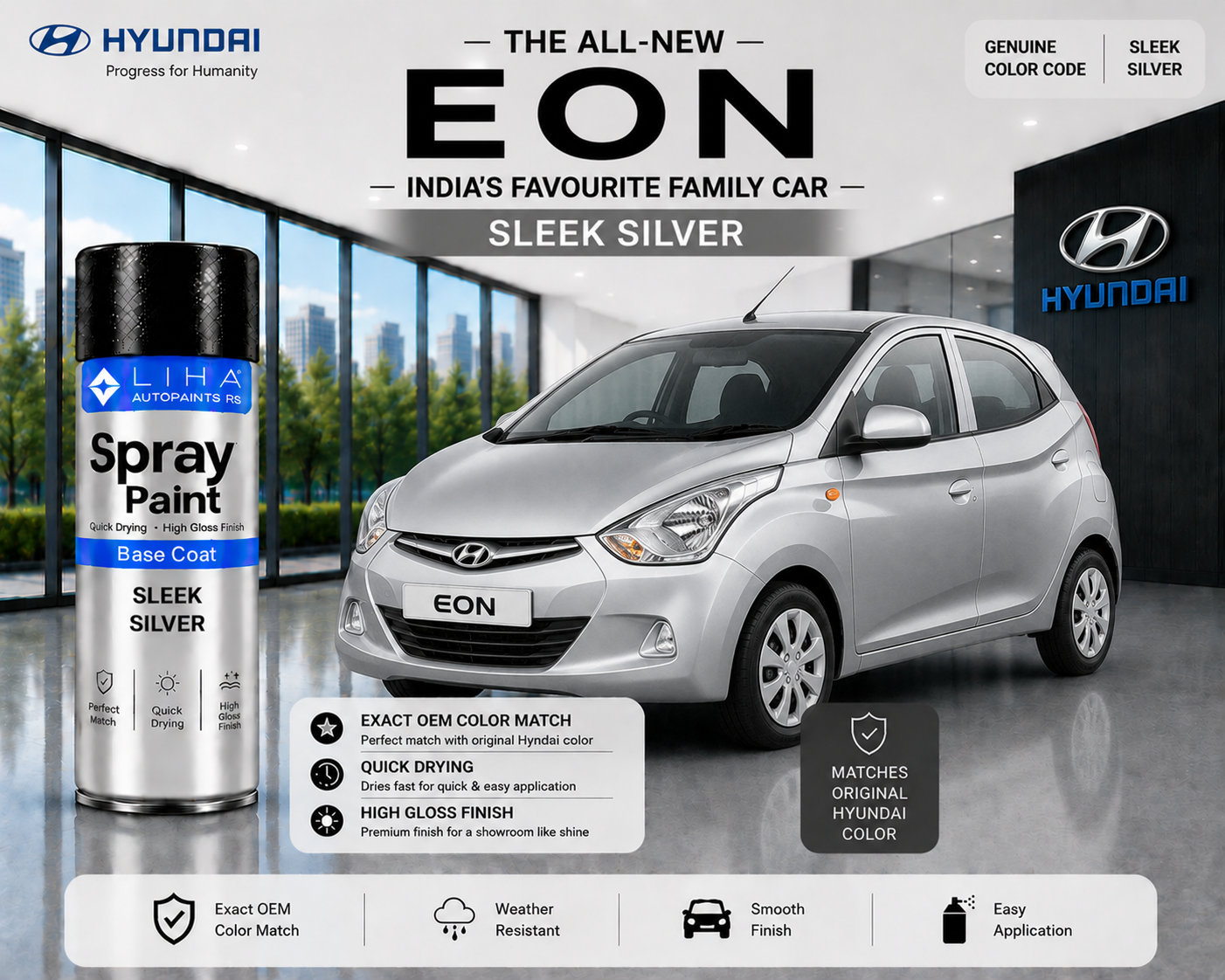 Hyundai Eon Sleek Silver Touch Up Spray Paint – OEM Color Match