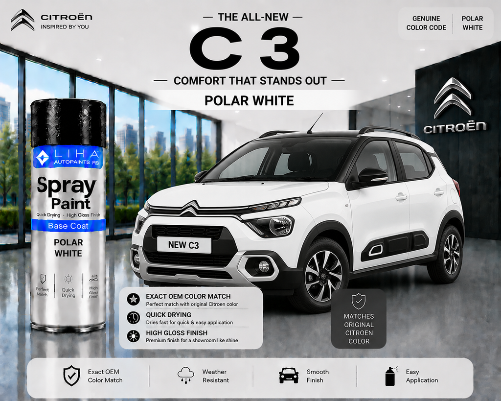 Citroen C3 Polar White Touch Up Spray Paint – OEM Color Match