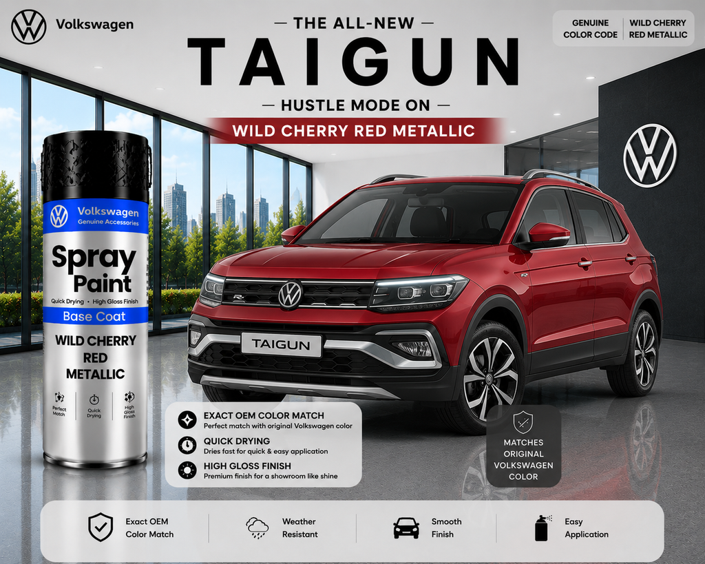 Volkswagen Taigun Wild Cherry Red Metallic Touch Up Spray Paint – OEM Color Match(1)