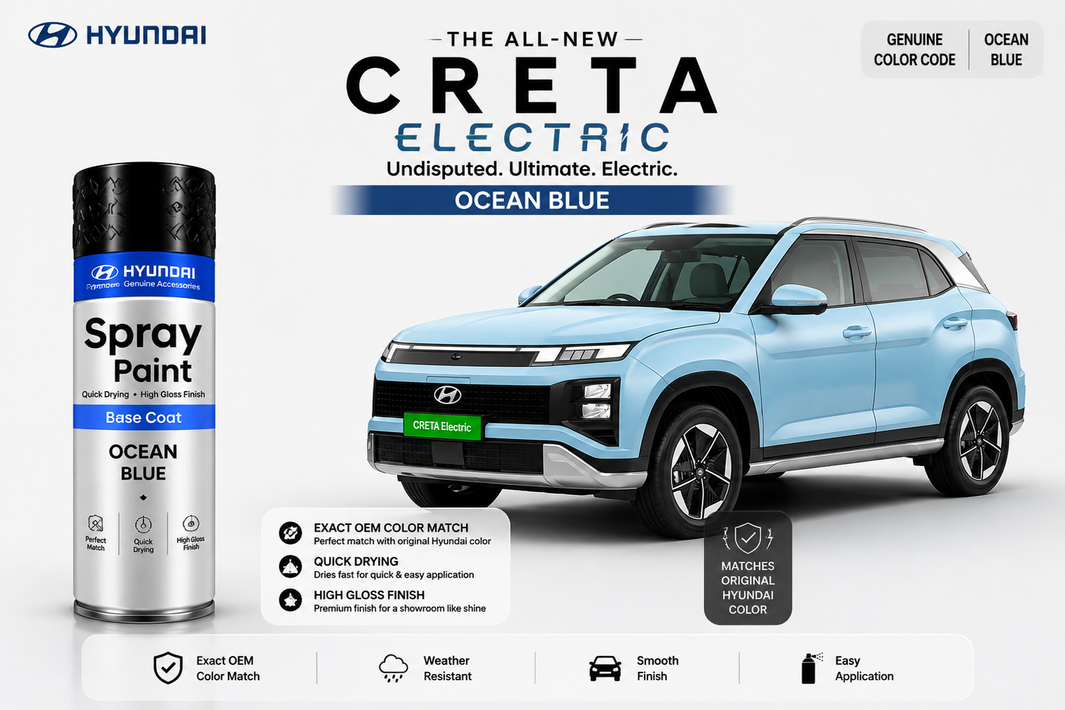 Hyundai Creta Electric Ocean Blue Touch Up Spray Paint – OEM Color Match