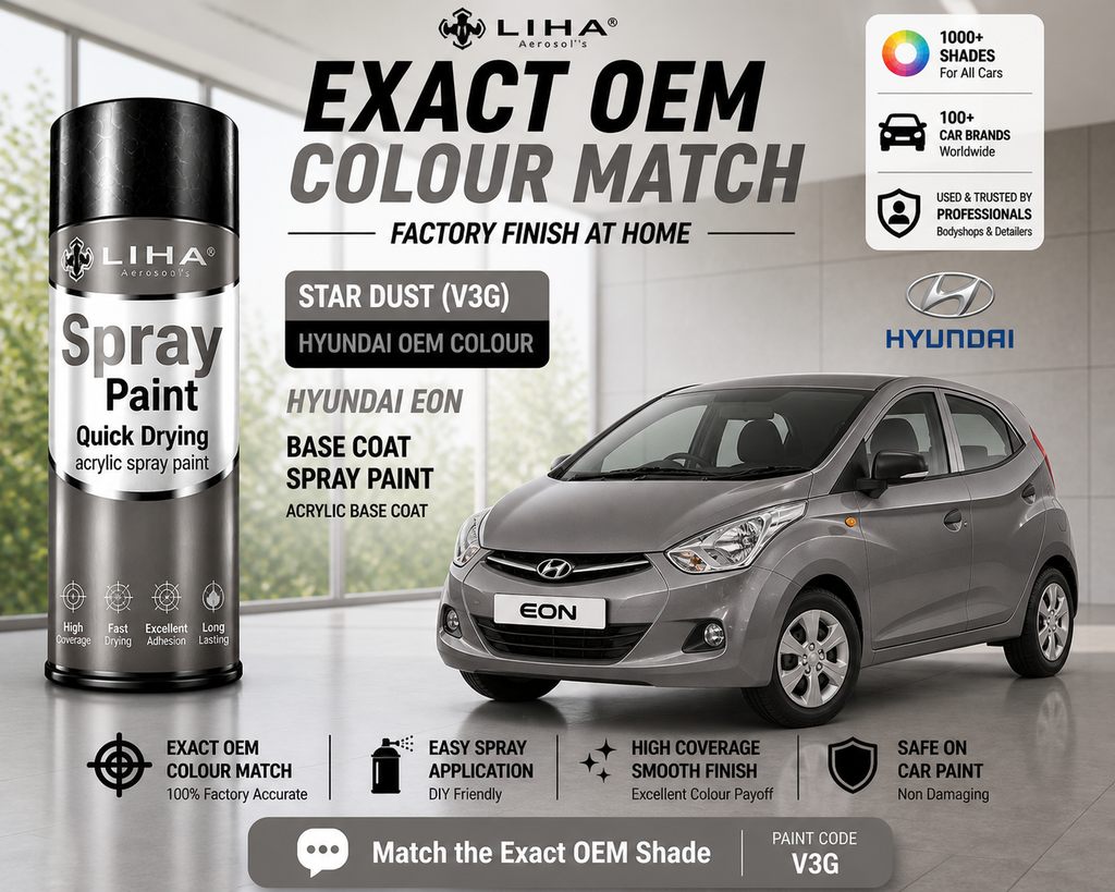 Hyundai Eon Star Dust Metallic (V3G) PU Spray Paint – OEM Factory Match Car Paint | LIHA Aerosols