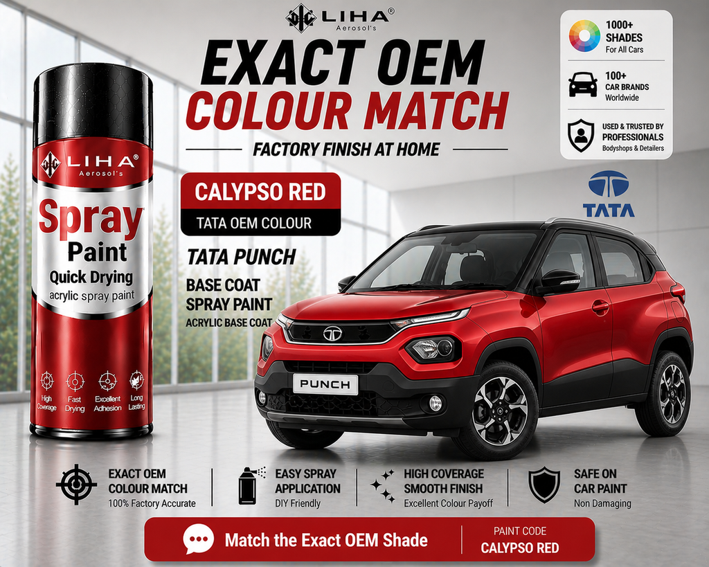 Tata Punch Calypso Red PU Spray Paint – OEM Factory Match Car Paint | LIHA Aerosols