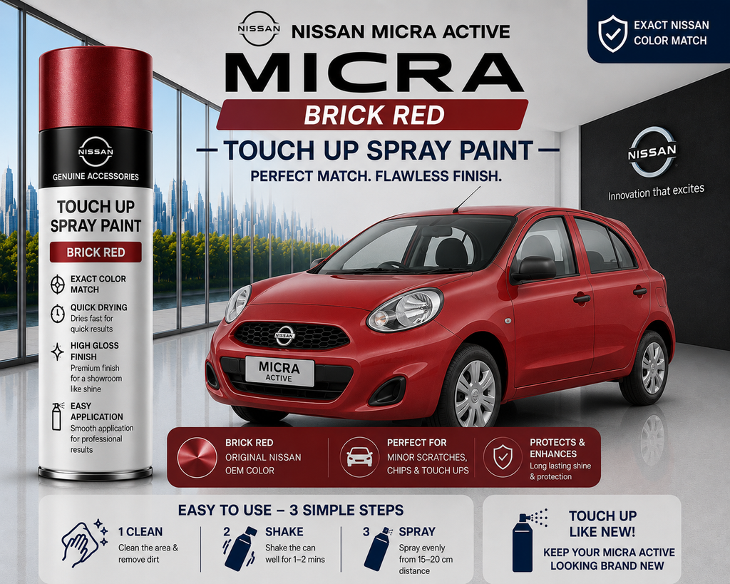Nissan Micra Active Brick Red Touch Up Spray Paint | OEM Automotive Aerosol Paint for Scratch Repair