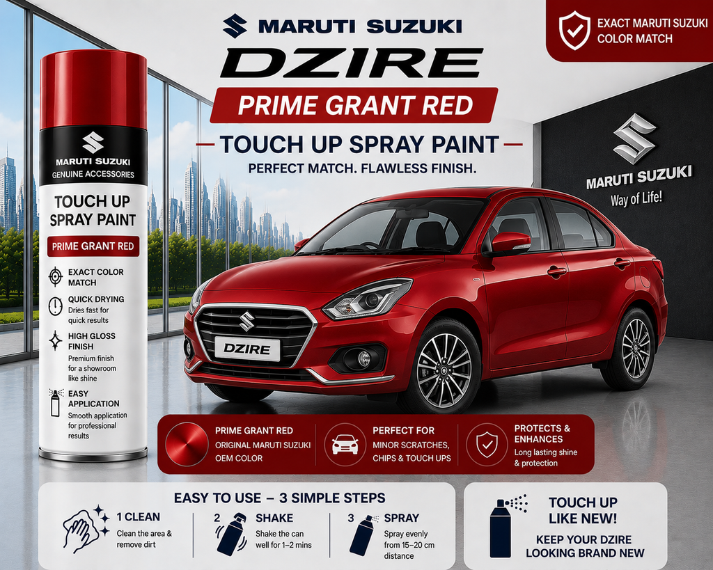 Maruti Suzuki Swift Dzire Garnet Red Touch Up Spray Paint | OEM Automotive Aerosol Paint for Scratch Repair
