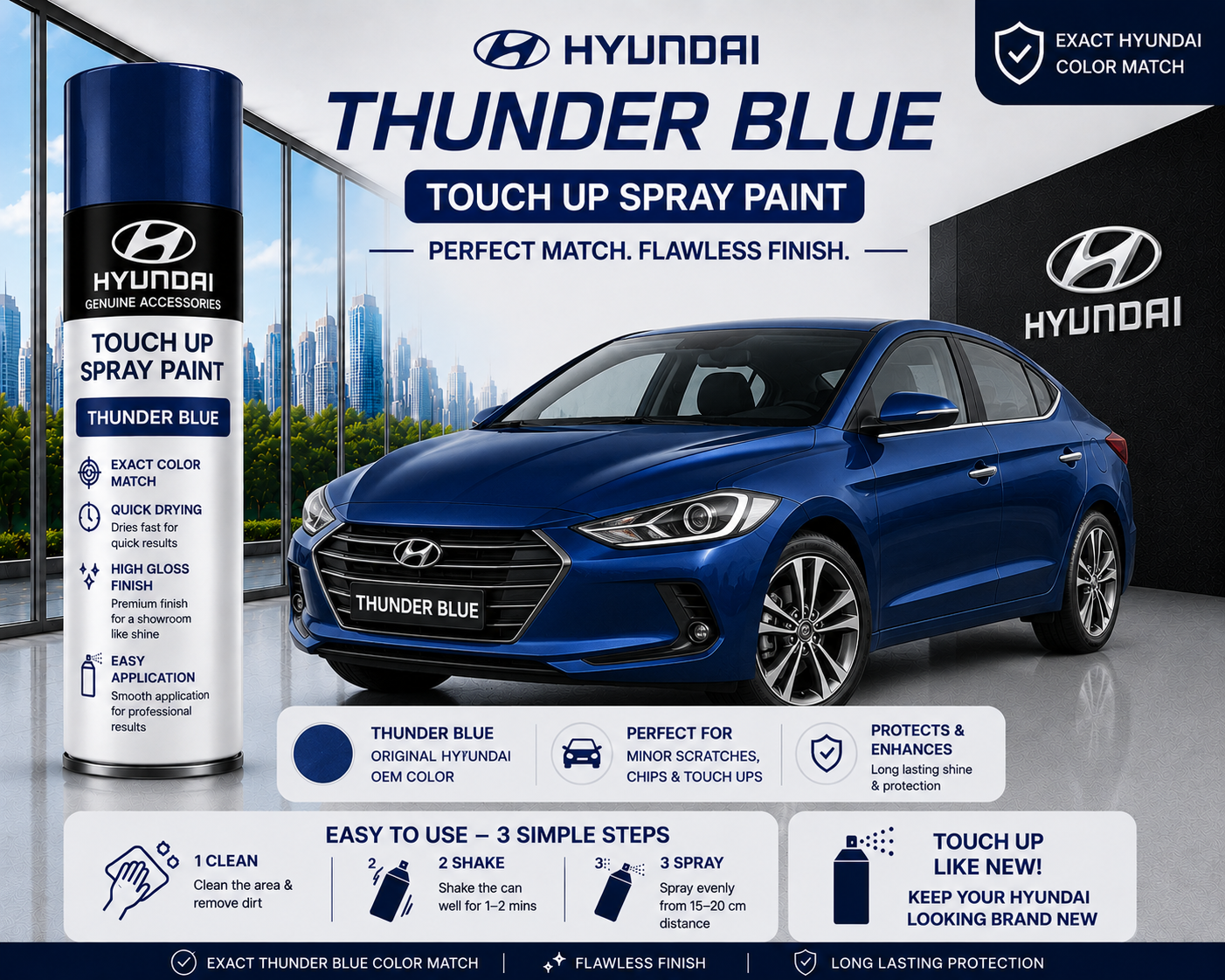 Hyundai Thunder Blue Touch Up Spray Paint – OEM Color Match