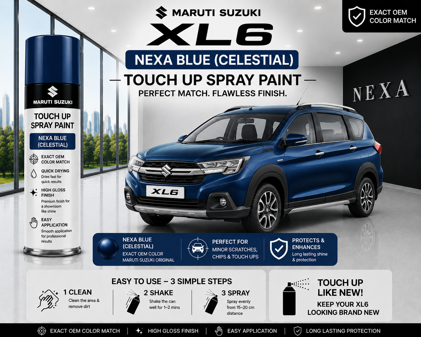 Maruti Suzuki XL6 Nexa Blue (Celestial) Touch Up Spray Paint – OEM Color Match
