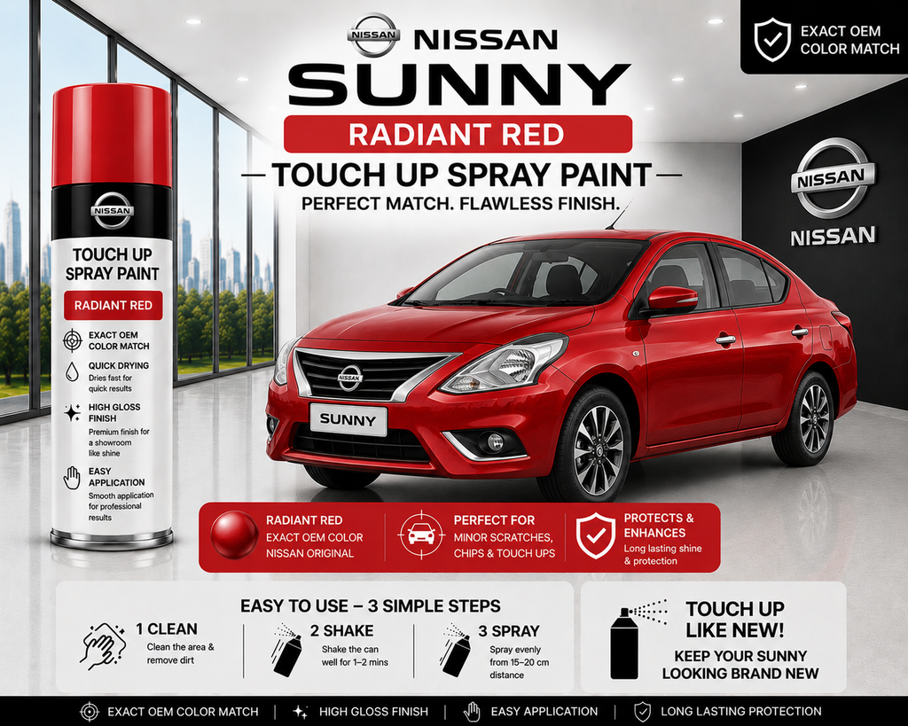 Nissan Sunny Radiant Red Touch Up Spray Paint – OEM Color Match