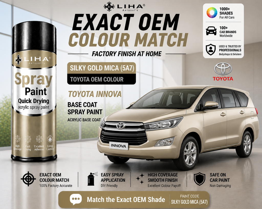Toyota Innova Silky Gold Mica (5A7) PU Spray Paint – OEM Factory Match Car Paint | LIHA Aerosols