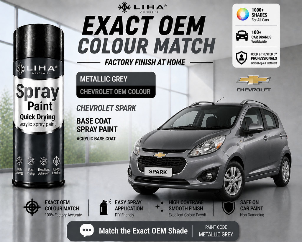 Chevrolet Spark Metallic Grey PU Spray Paint – OEM Factory Match Car Paint | LIHA Aerosols