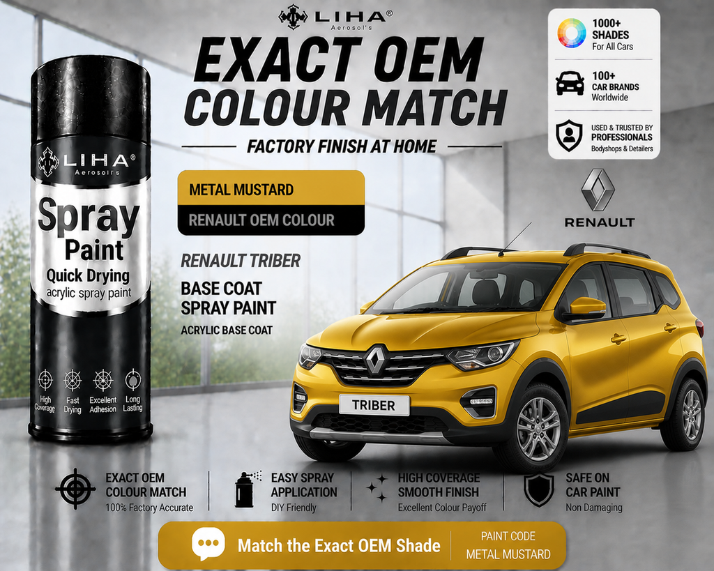Renault Triber Metal Mustard PU Spray Paint – OEM Factory Match Car Paint | LIHA Aerosols