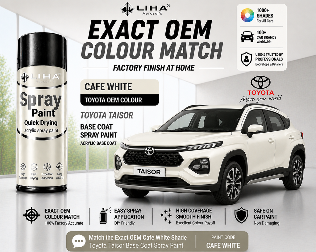 Toyota Urban Cruiser Taisor Café White PU Spray Paint – OEM Factory Match Car Paint | LIHA Aerosols