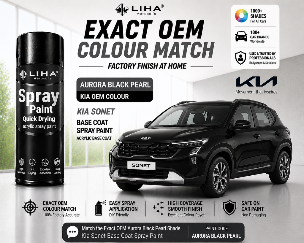 Kia Sonet Aurora Black Pearl PU Spray Paint – OEM Factory Match Car Paint | LIHA Aerosols