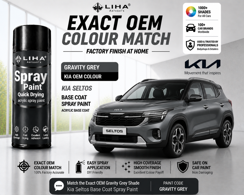 Kia Seltos Gravity Grey Spray Paint – OEM Factory Match Car Touch Up Paint | LIHA Aerosols 400ml
