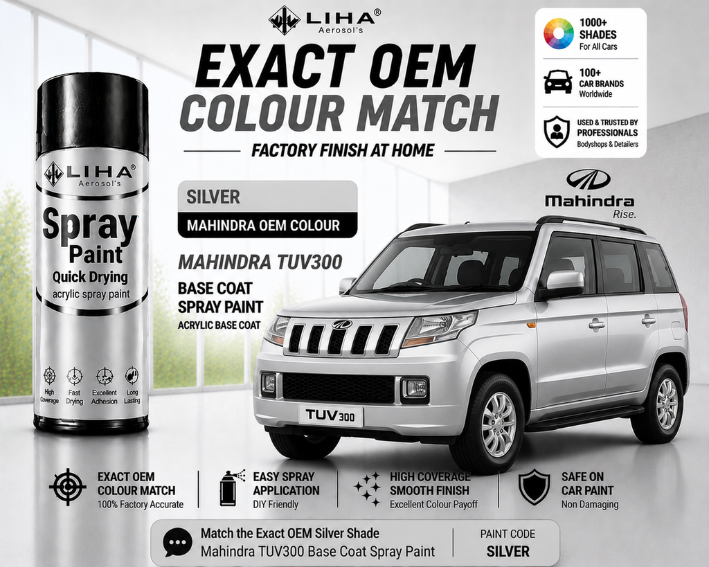 Mahindra TUV300 Silver Spray Paint – OEM Factory Match Car Touch Up Paint | LIHA Aerosols 400ml